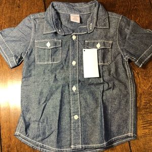 ** RARE** NWT Gymboree boys short sleeve button down shirt chambray